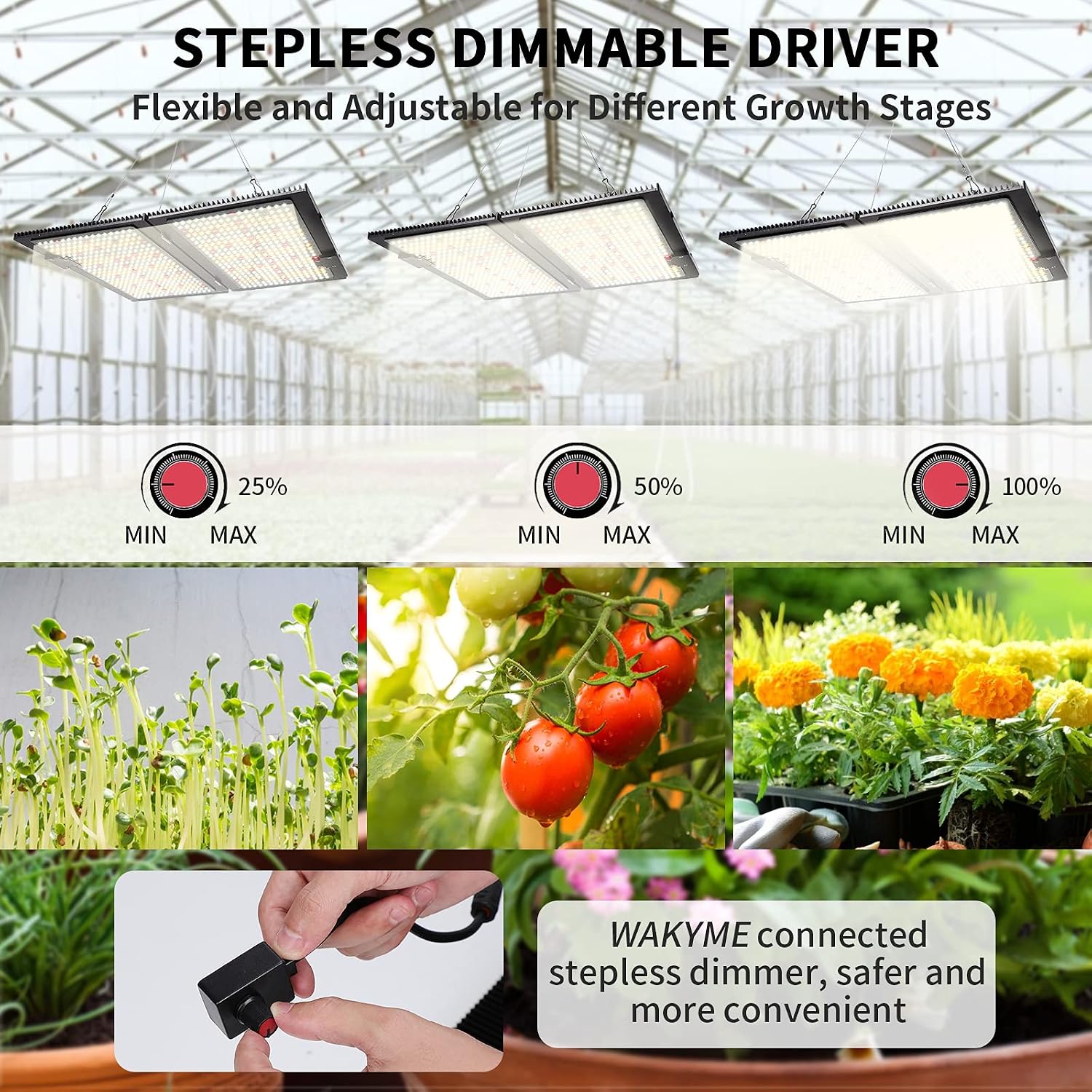 WAKYME J-2000W LED Grow Light Dimmable, 4x4ft Sunlike Full Spectrum Grow Lamp with MeanWell Driver, Waterproof Plant Light with Fan for Hydroponic Indoor Seedling Greenhouse Growing Light (700pcs LED)
