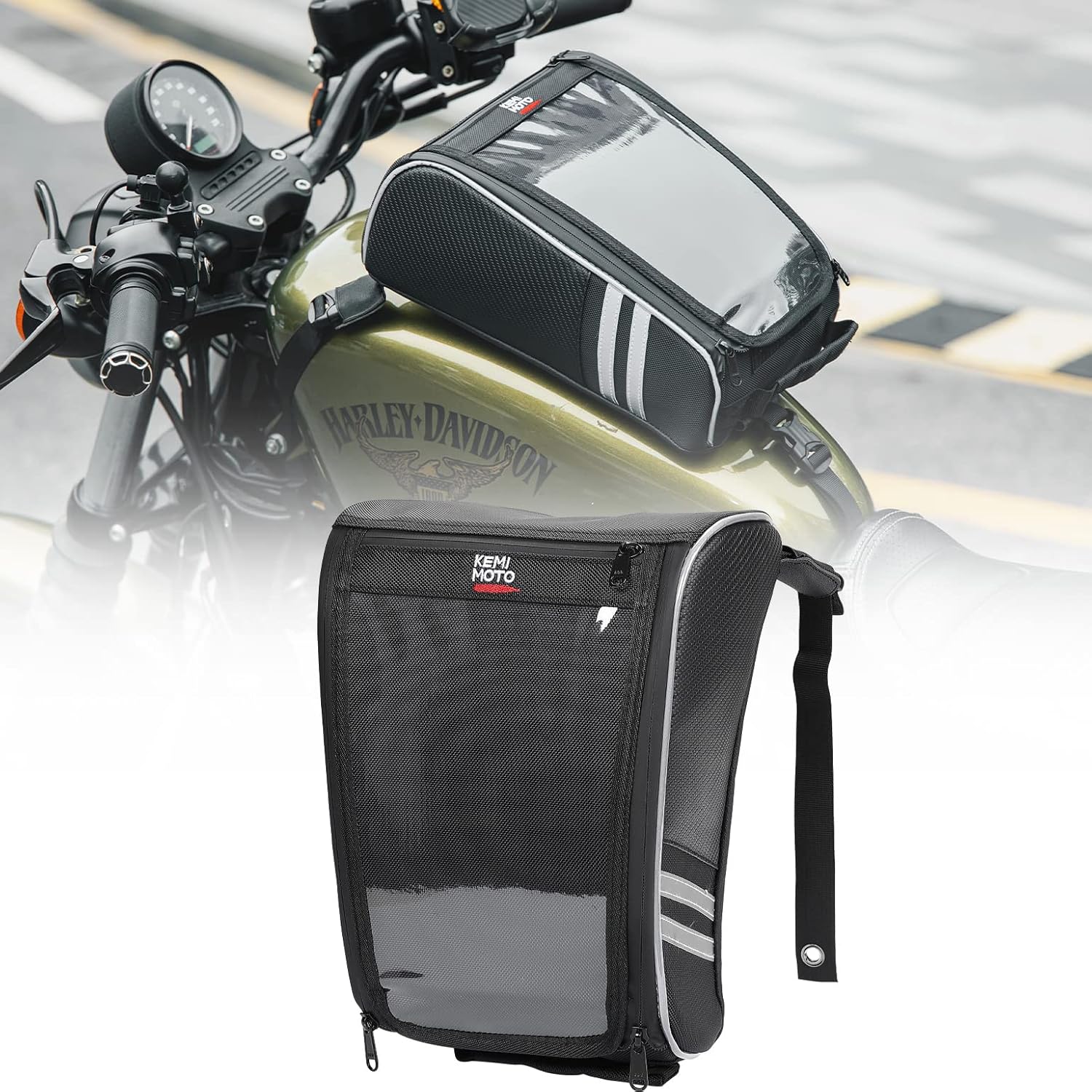 kemimoto Motorcycle Tank Bag with Waterproof Cover, Tank