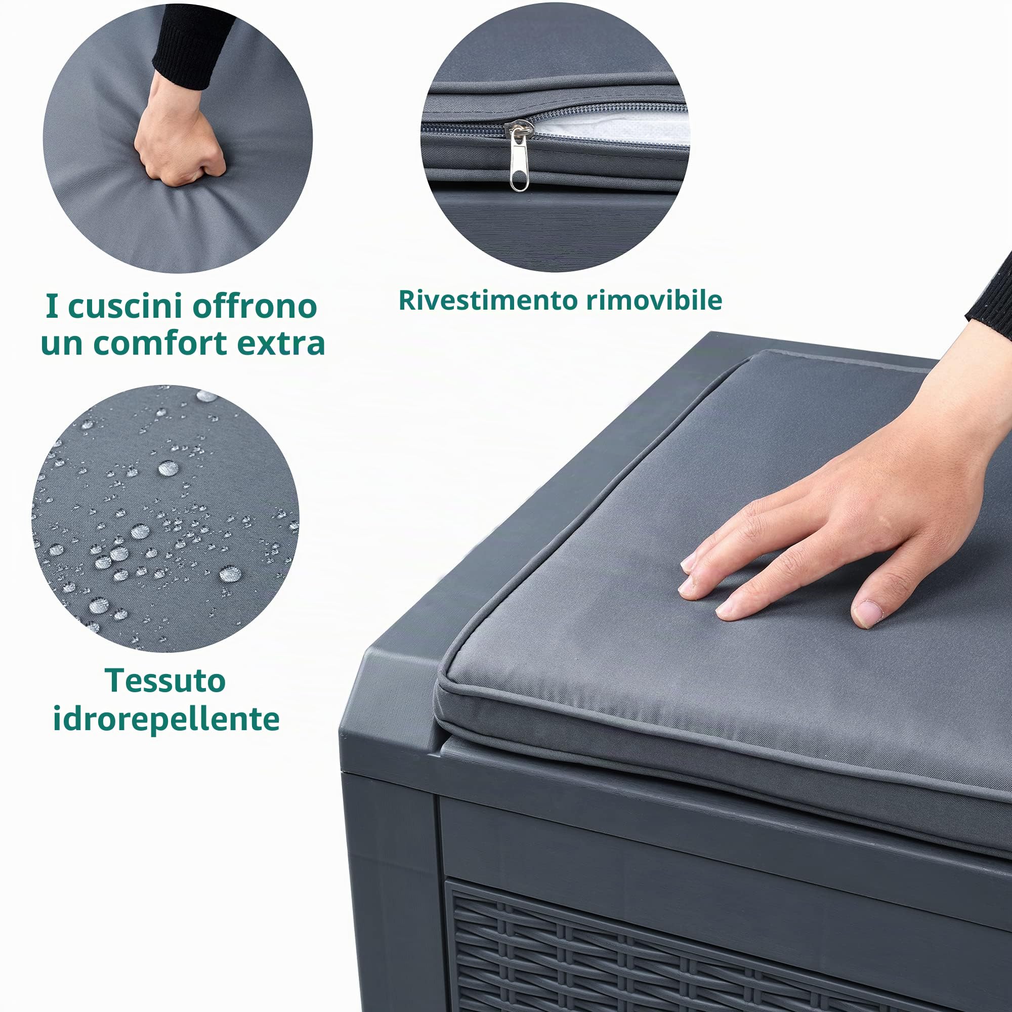 YITAHOME 380L Baule da Giardino in Resina, Baule da Esterno per Mobili da Giardino