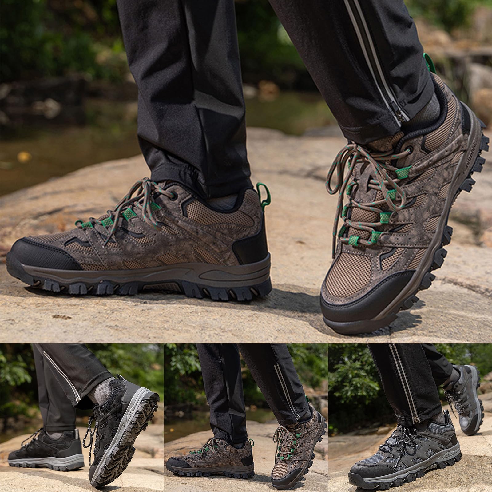 Zapatos de senderismo para hombre, zapatos de senderismo, zapatos de mochila, zapatos anchos, zapatos de montaña, zapatos de trailrunning para caminar, transpirables, antideslizantes, de montaña