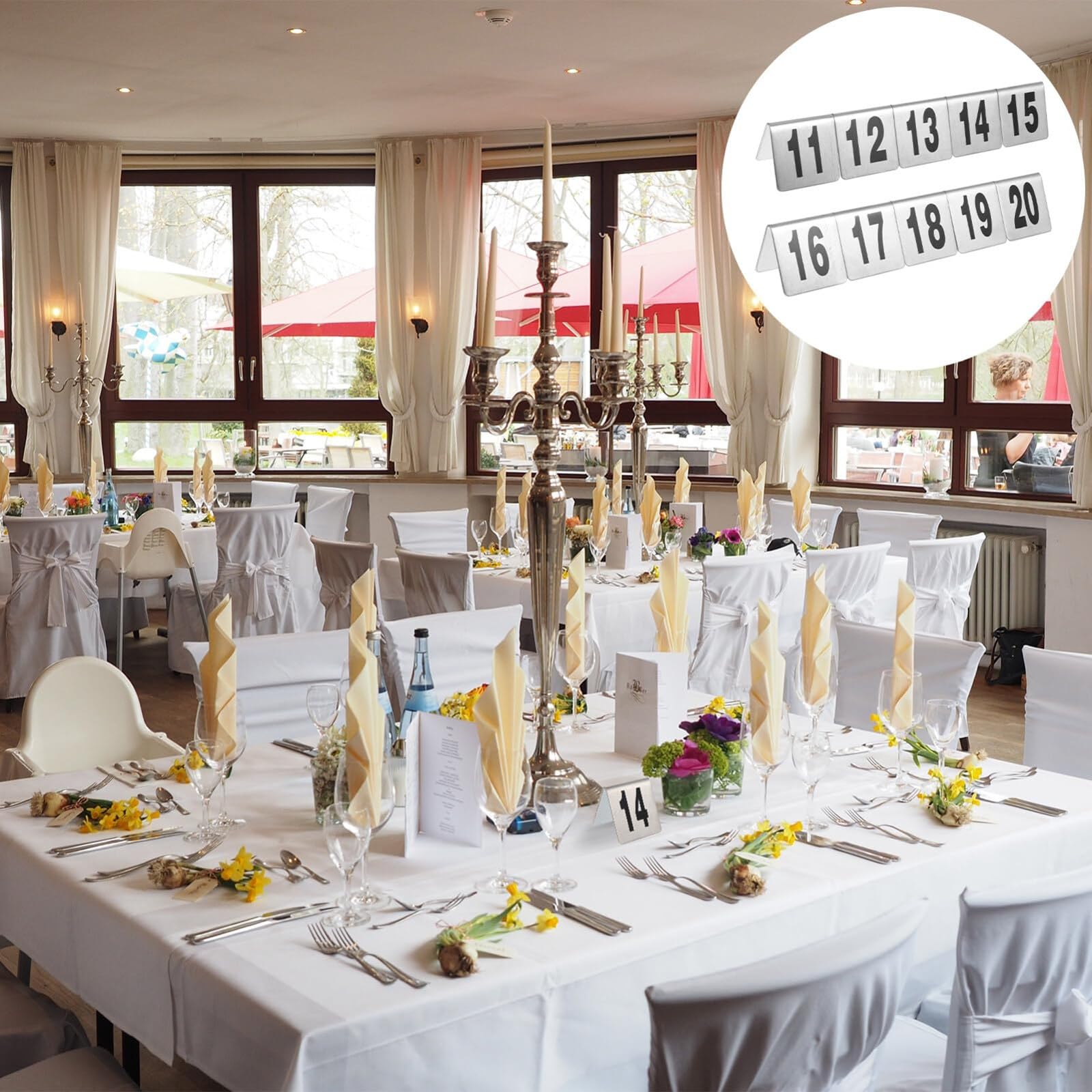 Tischnummernhalter, 1-25/50/100 Stapelbare Tischnummernkarten Aus Metall, Tischschilder Aus Edelstahl, Für Restaurants, Cafés, Bars, Hochzeitsfeiern, Esstisch Aus Edelstahl, Doppelseitige Zah