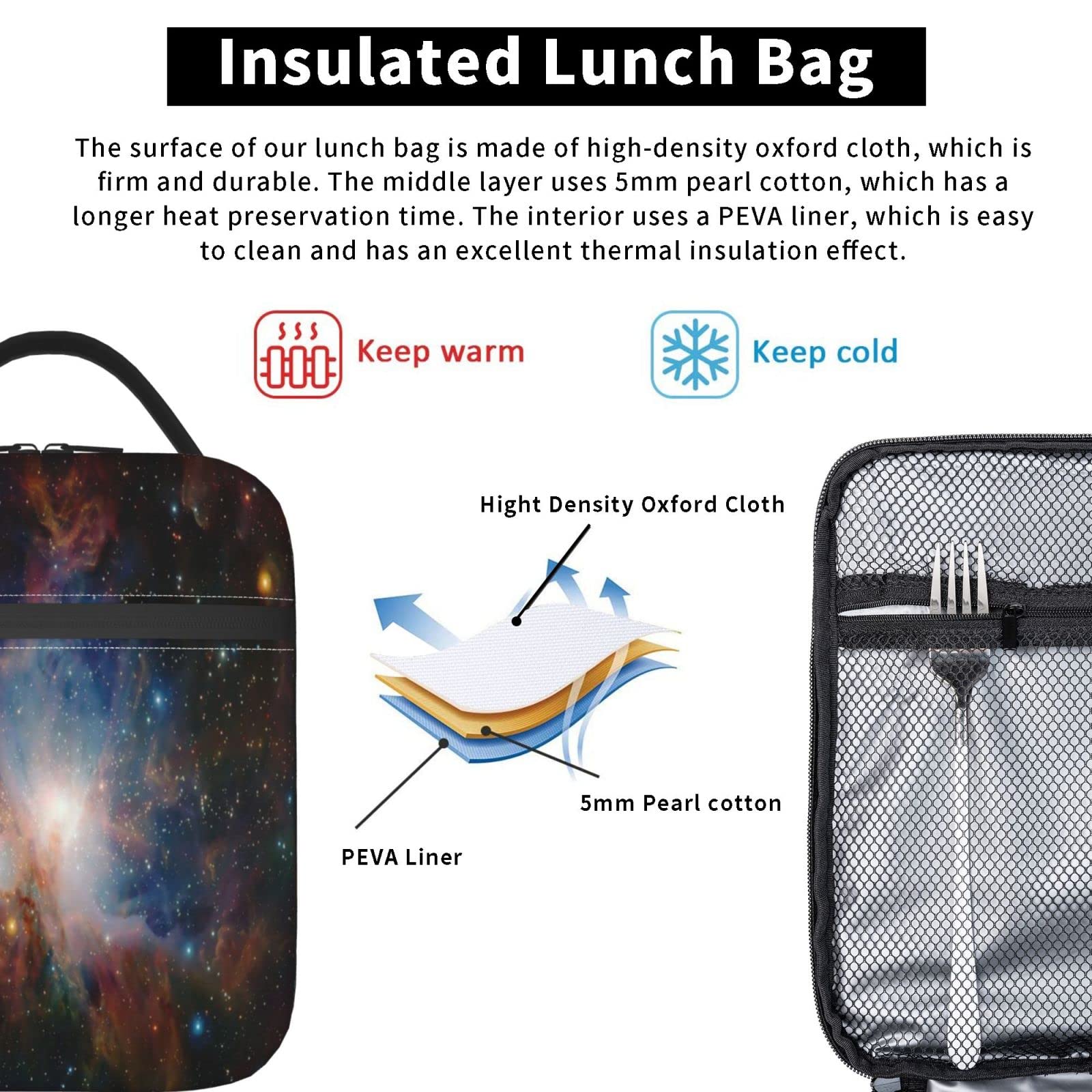 JSTHHTT Borsa Termica Porta Pranzo, Riutilizzabile Borsa Frigo Piccola Portatile, 26 * 18 * 21 cm Pranzo Tote Bag, per Uomini Donne Bambini, per Ufficio Scuola Viaggi Campeggio All'aperto Picnic
