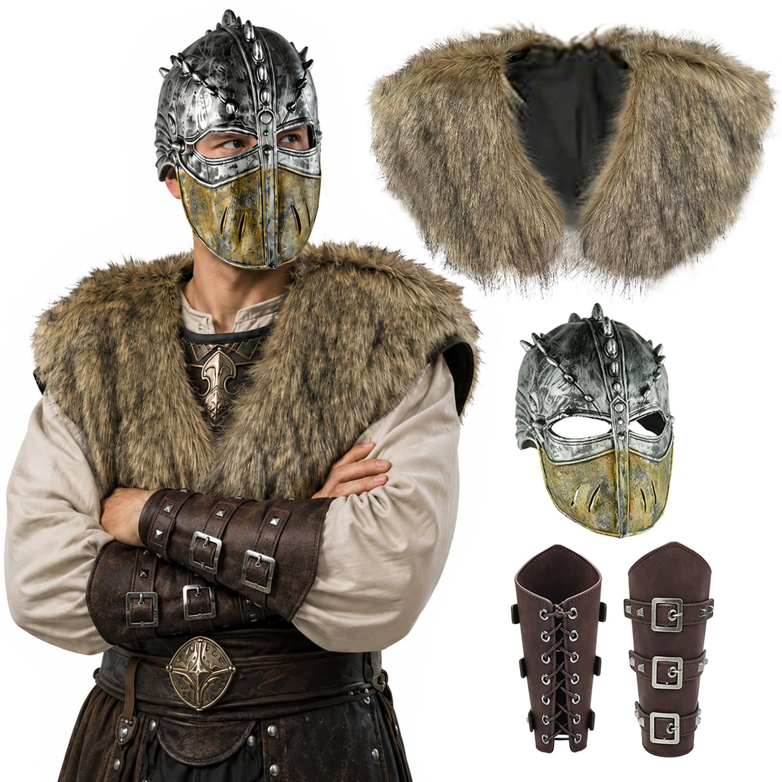 ILLOMEEGOOS Mens Viking Costume Accessory Medieval Warrior Halloween Outfit