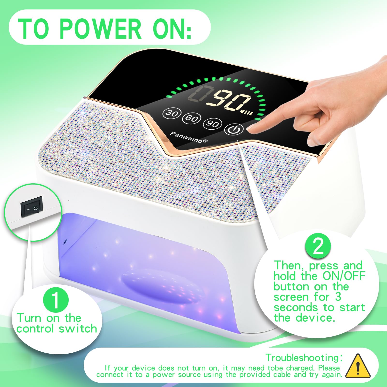 Lámpara de uñas LED UV recargable, secador de uñas inalámbrico para esmalte de gel, lámpara de uñas UV con ajuste de 3 temporizadores y pantalla táctil LCD, lámpara de secado profesional con 45