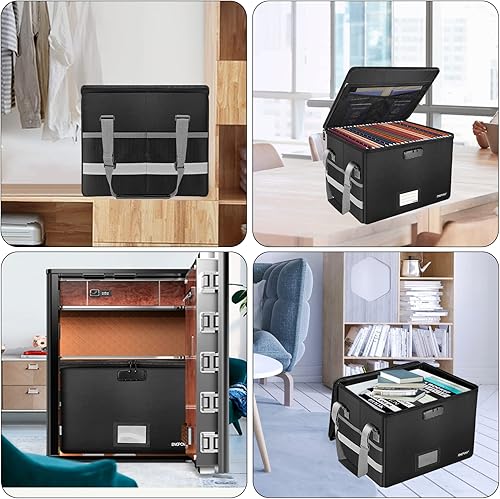 Miniatura 2 de ENGPOW Caja de archivos ignífuga con cerradura+caja de almacenamiento de fotos a prueba de fuego con 16 fundas interiores de 4 "x 6" para fotos