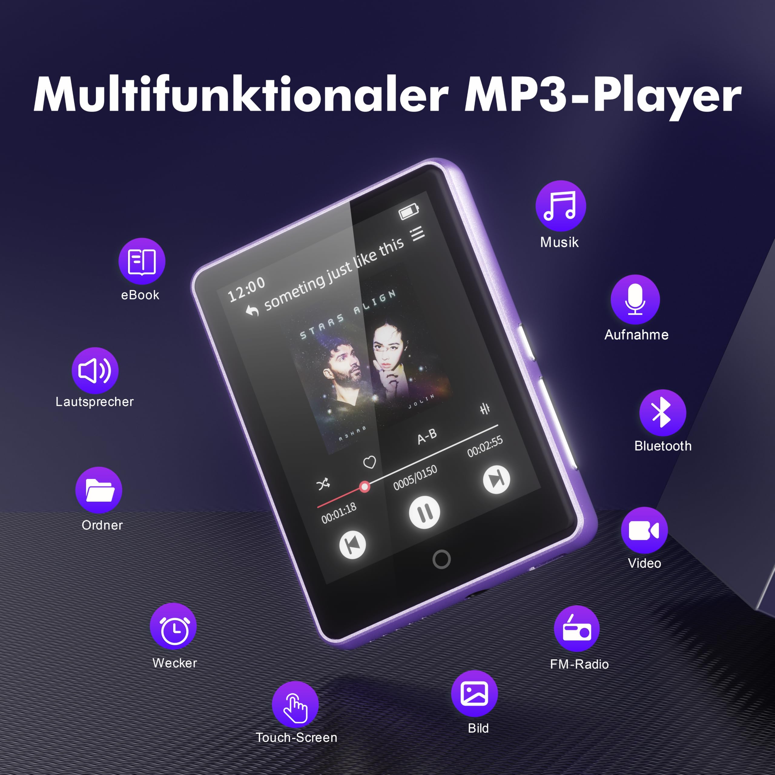 32GB MP3 Player mit Bluetooth 5.3, tragbarer MP3-Player mit Lautsprecher