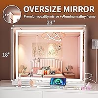 Vista 75 de Hasipu - Espejo de tocador con luces LED, espejo iluminado de maquillaje de 28 x 20 pulgadas, con 3 modos regulables, control por pantalla táctil