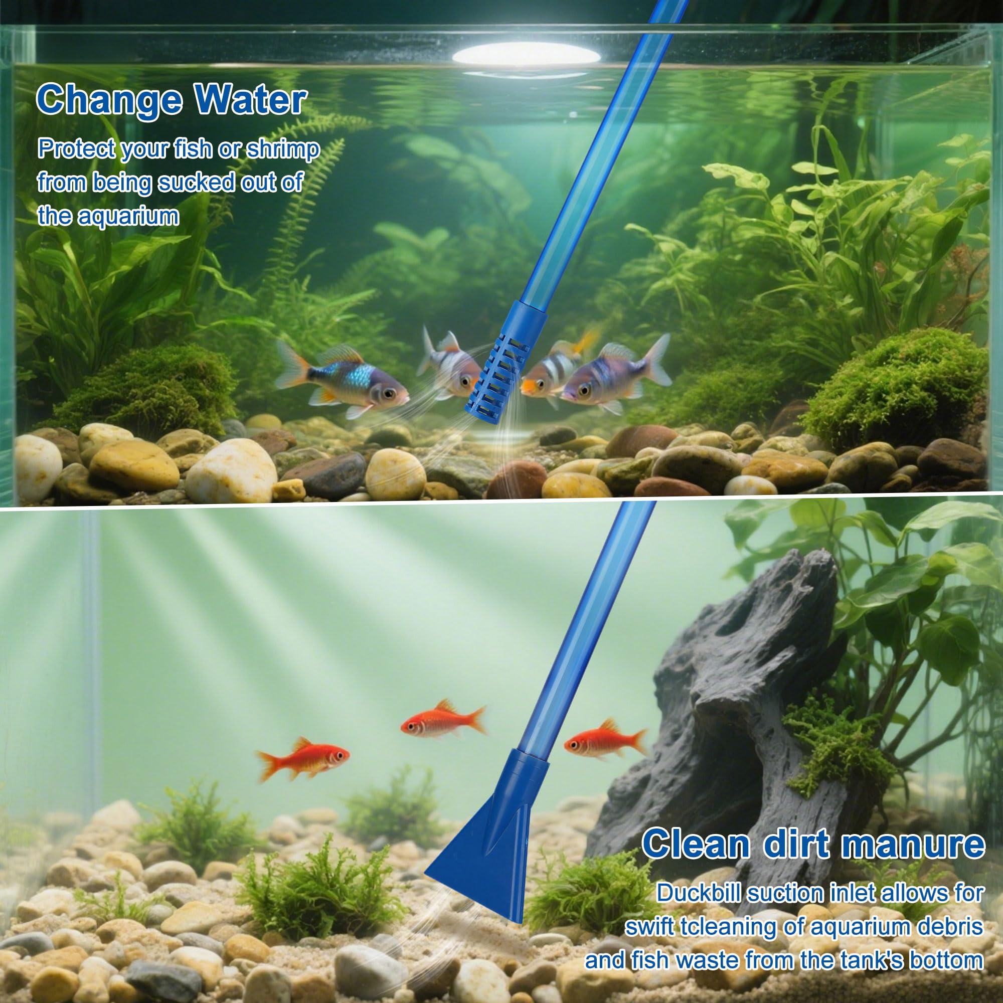 Lpraer Siphon d'aquarium de 2,6 m - Kit d'outils pour changer l'eau - Nettoyage du sable et du gravier - Compatible avec différentes tailles de réservoir