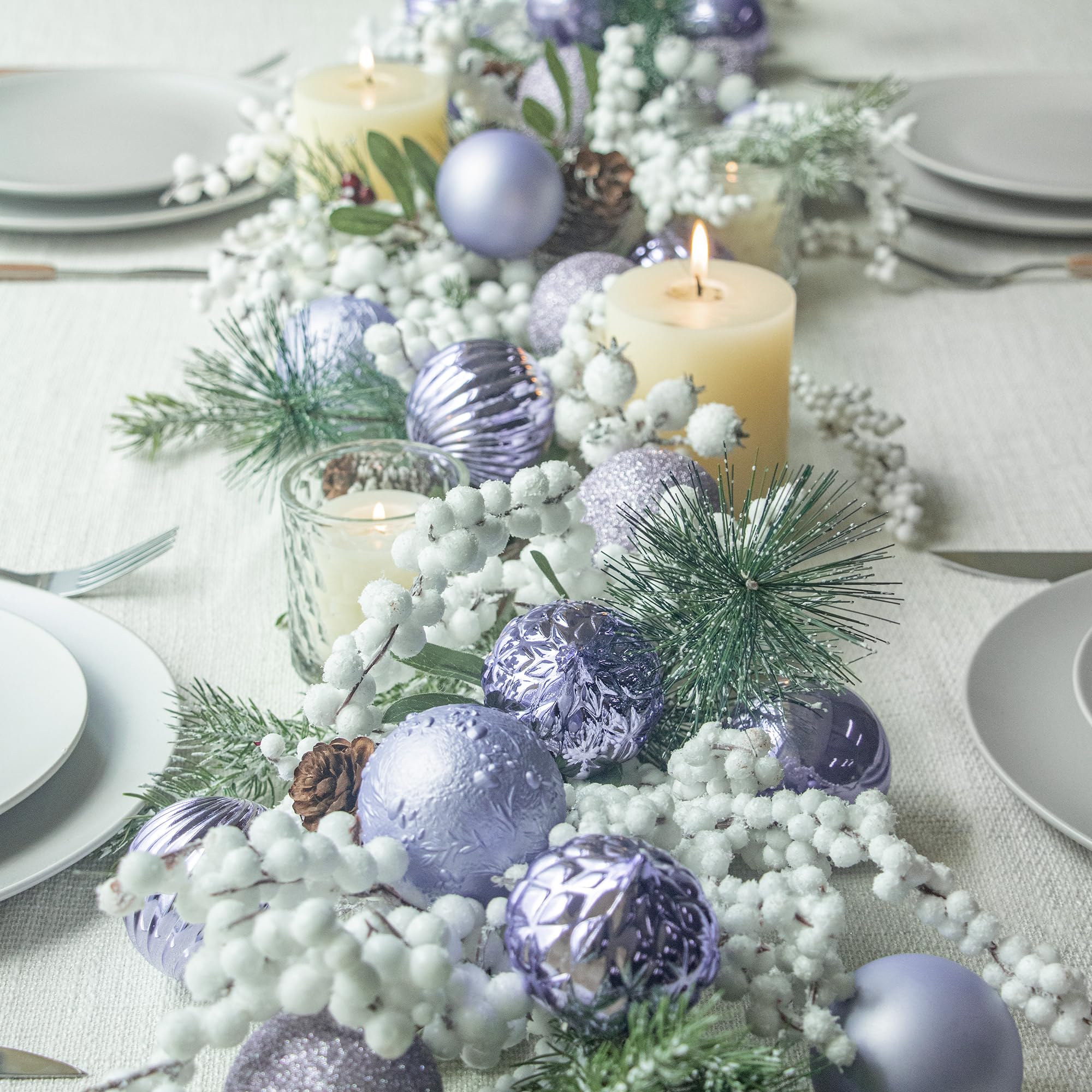 KI Store 18 bolas de Navidad 8 cm púrpura lavanda árbol de Navidad adornos de decoración irrompibleBolas para colgar Navidad decoraciones festivales decoraciones Navidad