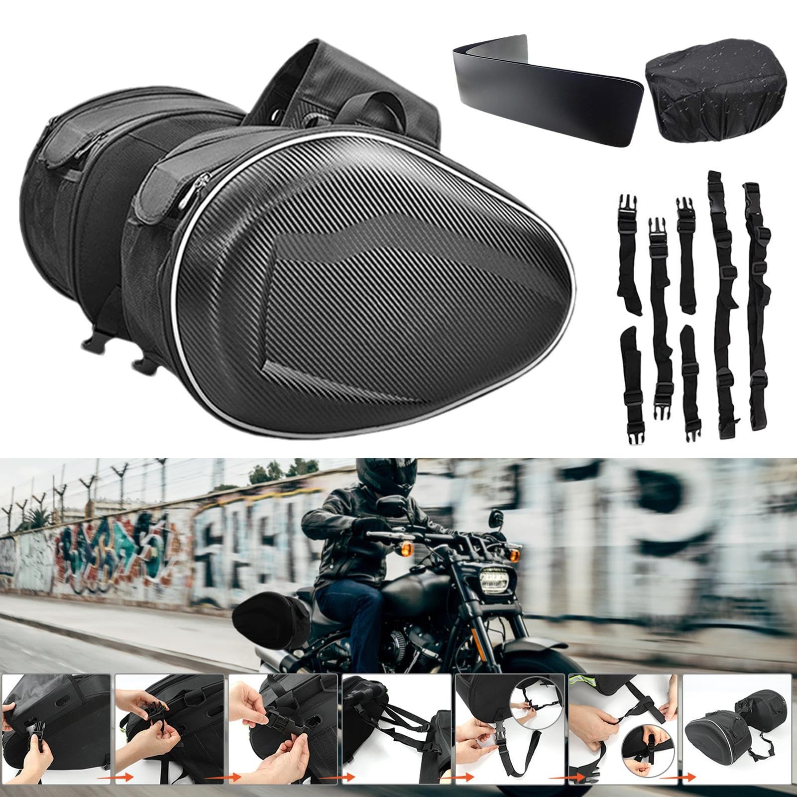 Borsa motociclistica impermeabile - Coppia di sacchetti per motociclette, borse laterali in moto | Borsa motociclistica universale, bagagli per moto laterali, sacchetti per motociclisti per un deposit