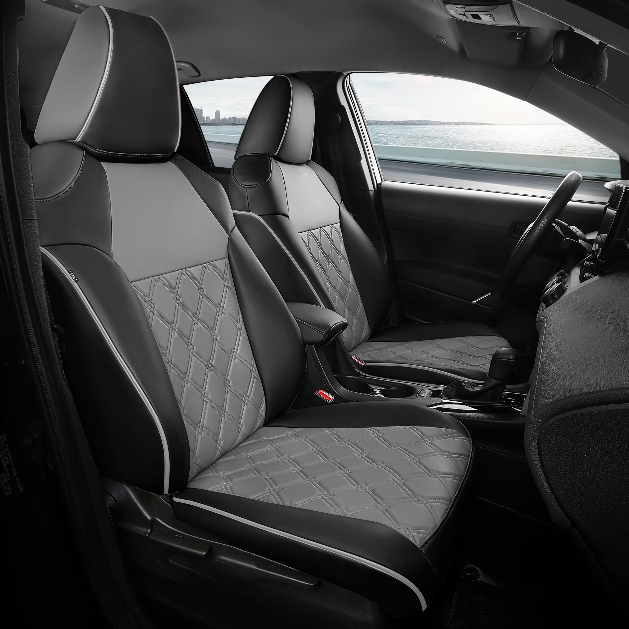 FREESOO for Toyota Corolla Seat Covers L LE XLE, LE Eco Sedan 2014 2015 2016 2017 2018 2019, Luxury Leather Seat Covers for Cars, Custom Fit Car Seat