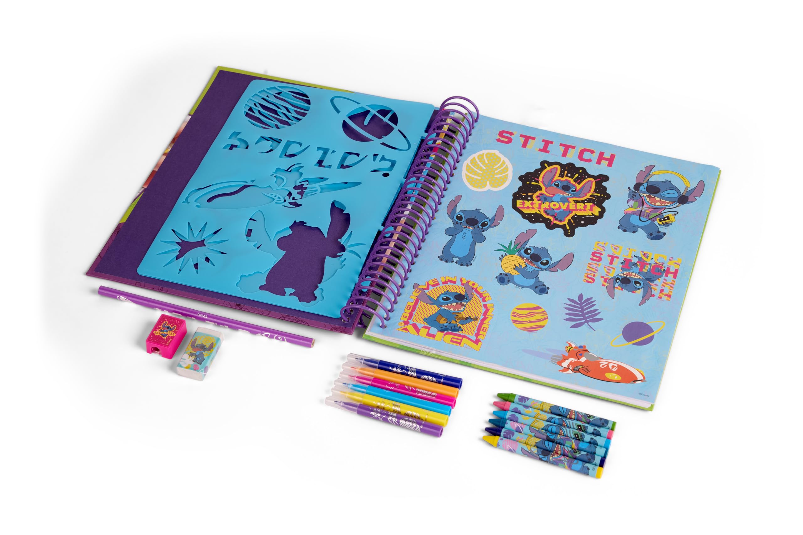 Canenco Disney Stitch, Stencil Book, Colouring and Activity Book for Children, Color & Create Colouring Book with Pens - Image 2