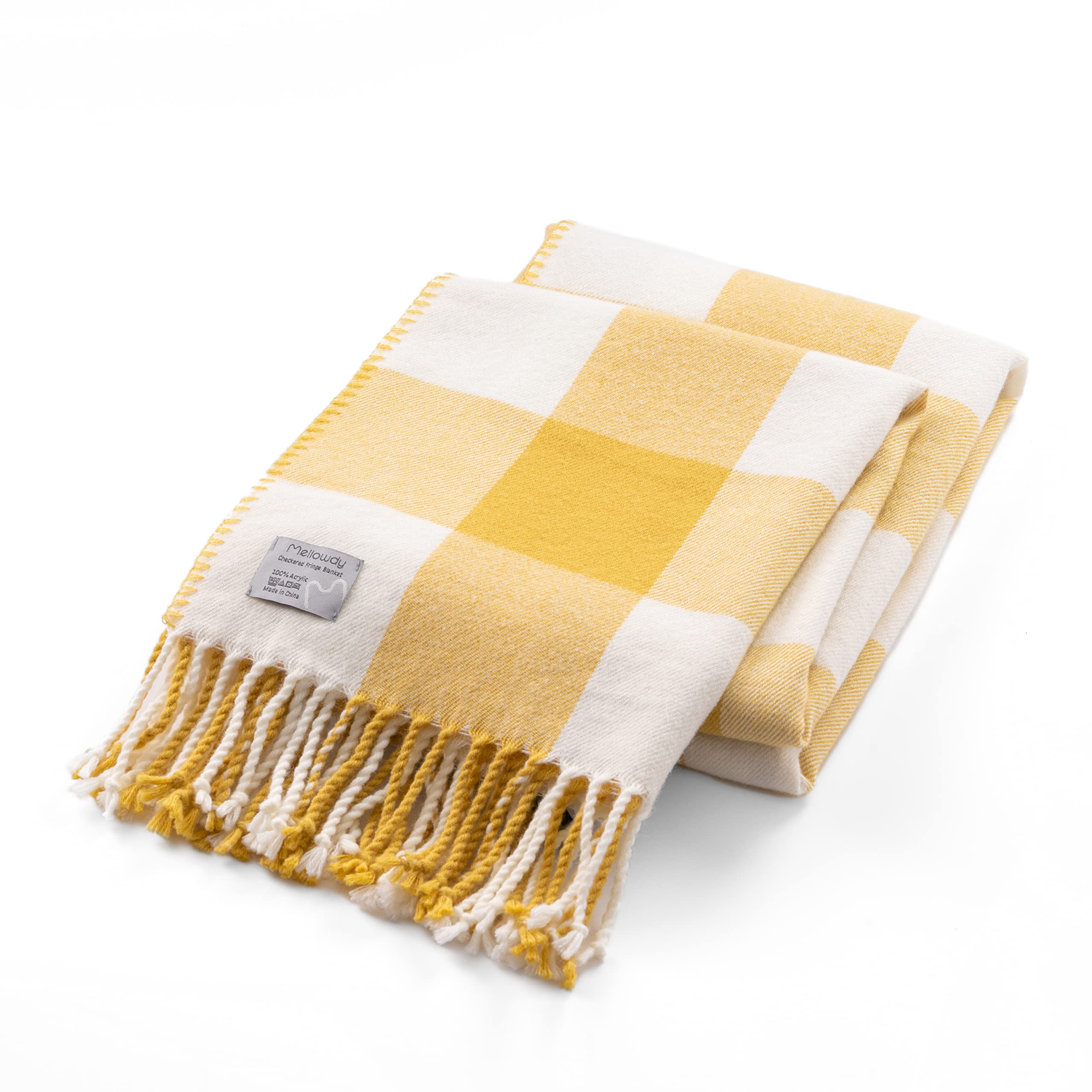 Woven Cashmere Throw Blanket with Fringes