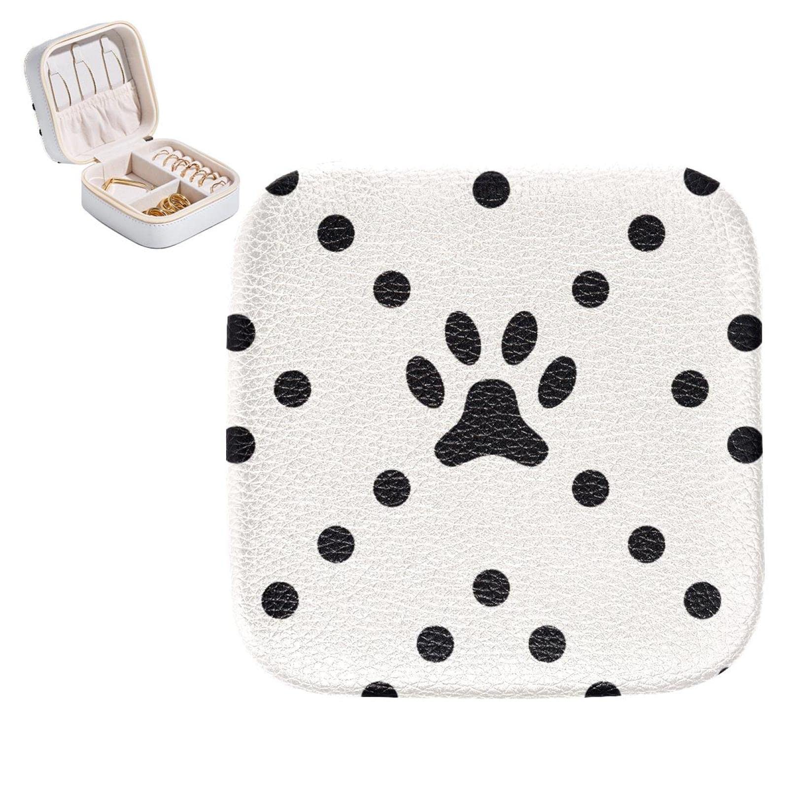 Boîte à bijoux en cuir motif pattes de chien pour protéger vos colliers