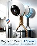 Caméras de sécurité Wireless Outdoor Magnetic: Install-Free Smart Indoor 2K WiFi - Caméra extérieure à longue durée de vie de la batterie sans fil AI Détection des mouvements par AMTIFO