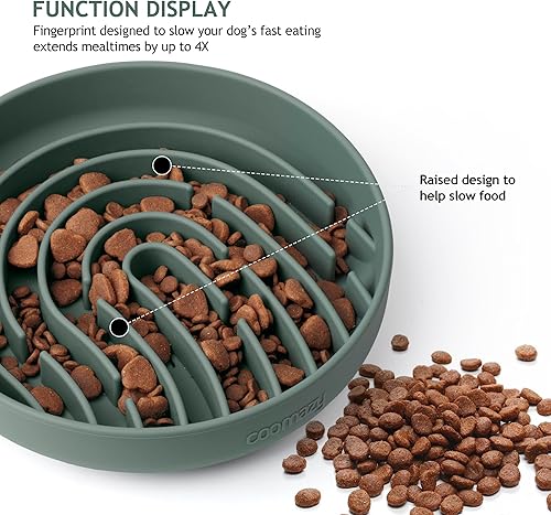 Miniatura 3 de Coomazy Cuencos grandes de silicona para perros de alimentación lenta, juguete interactivo para entrenamiento de alimentos de mascotas, mantiene a