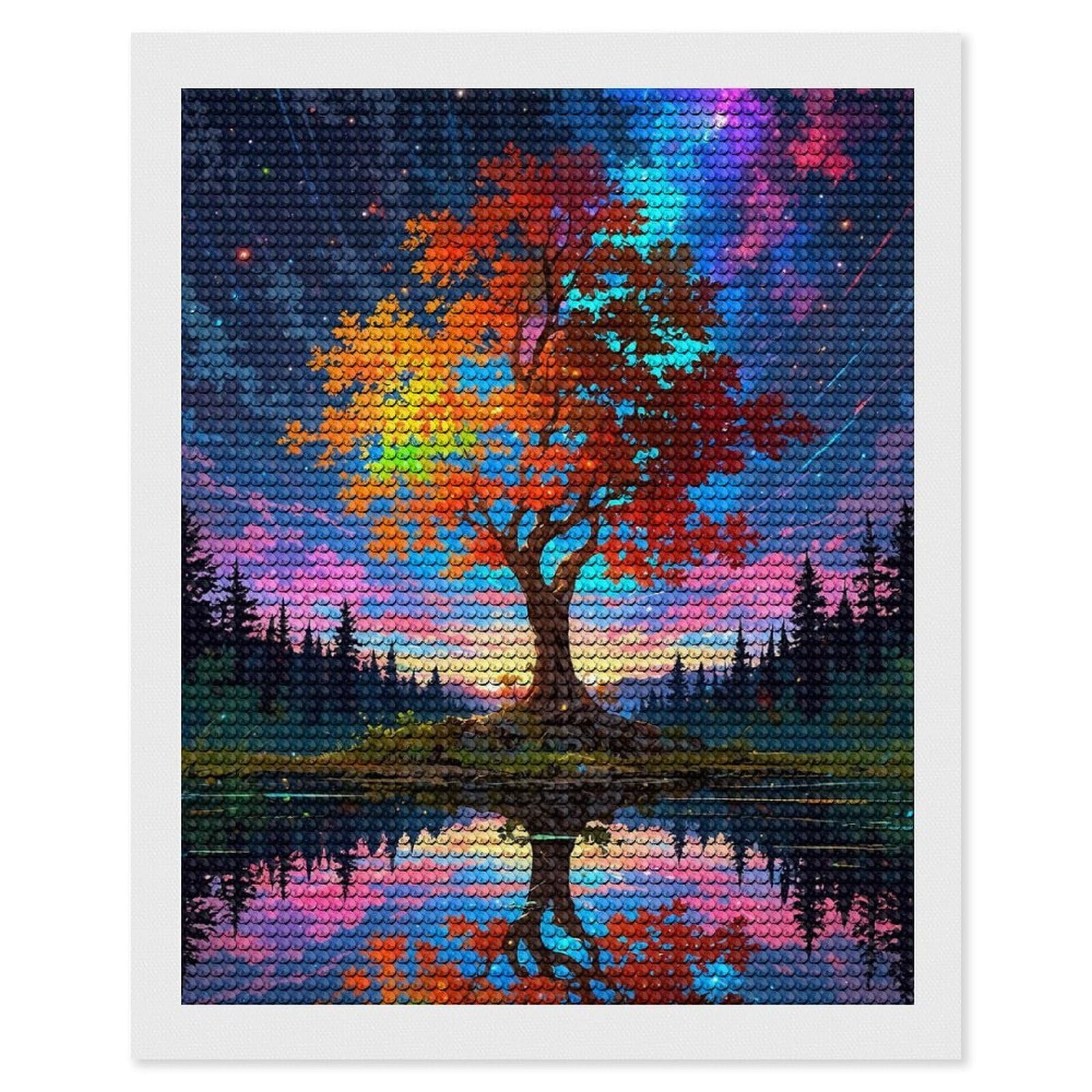 Junmoney Dreamscape Diamond Painting Kit 16"x20", Thoughtful Handmade Gift, for Creative Relaxation, Printed Canvas, Cosy Home Accent