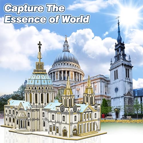 Miniatura 2 de Rompecabezas 3D para adultos y adolescentes a partir de 14 años, kits de modelos de construcción de la catedral de San Pablo de madera, rompecabezas