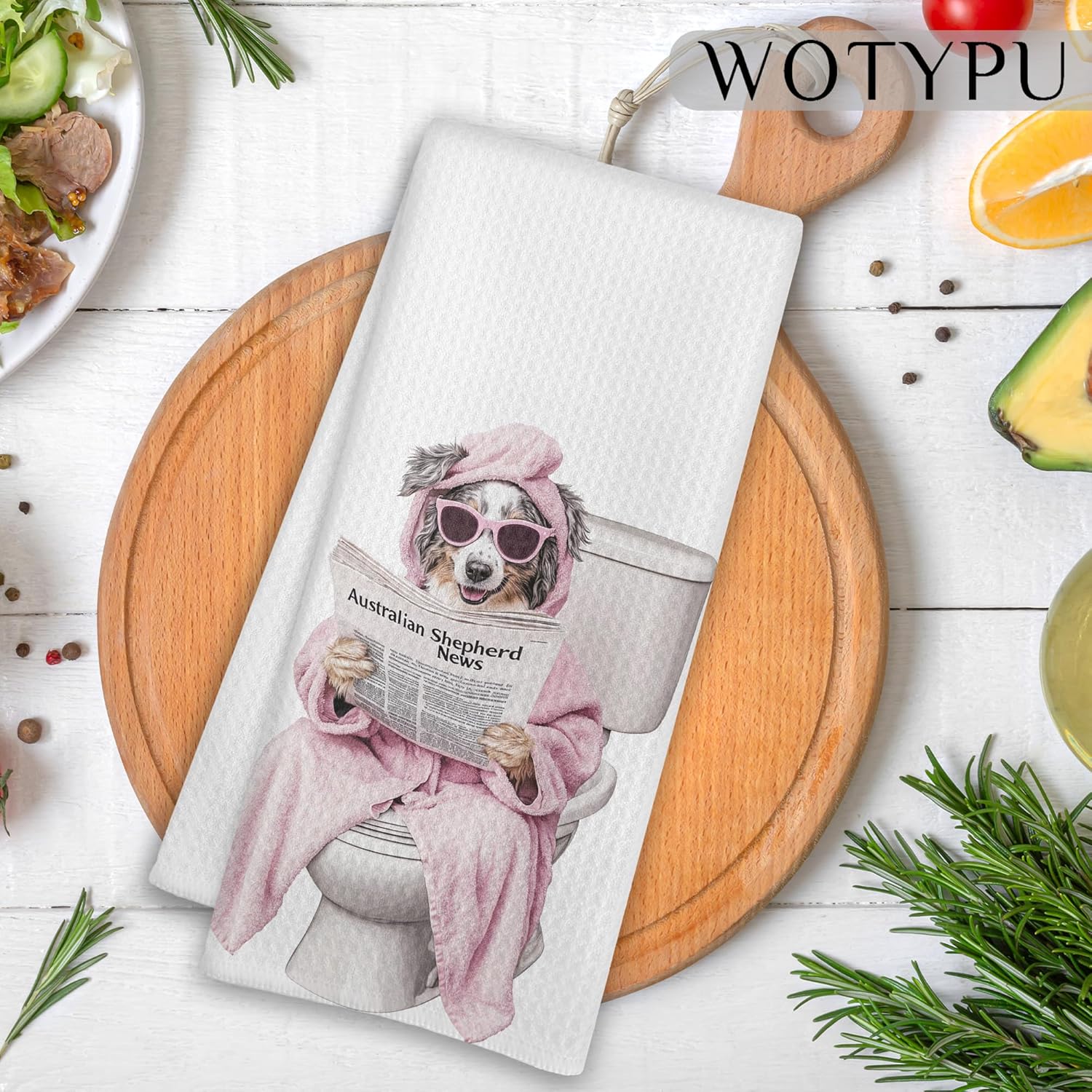 Australian Shepherd Gifts Bathroom Hand Towels, Australian Shepherd Gifts for Women, Dog Lover Gifts Decorative Hand Towels for Girl Bathroom Washroom Spa Yoga, 16x24 Inch - Image 2