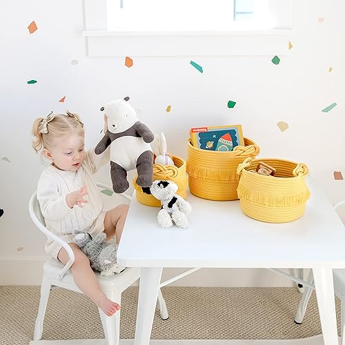 Miniatura 4 de NaturalCozy Juego de cestas de almacenamiento de decoración bohemia de 3 piezas, cestas tejidas de cuerda de algodón para organizar. Cesta pequeña