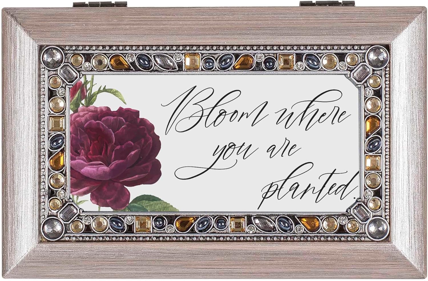 コテージガーデン ミュージカル 小物入れ フォト ジュエリー ボックス チューン エーデルワイス 4 x 6インチ アクリルとガラス