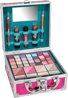 Love Urban Beauty Veganes Make-up-Geschenkset mit Exotic Vibes-Etui - 49 Stck. - Komplettes Starterset mit Make-up-Pinseln, Lidschattenpalette, Rouge, Glitzergel, Set für Anfänger für Mädchen