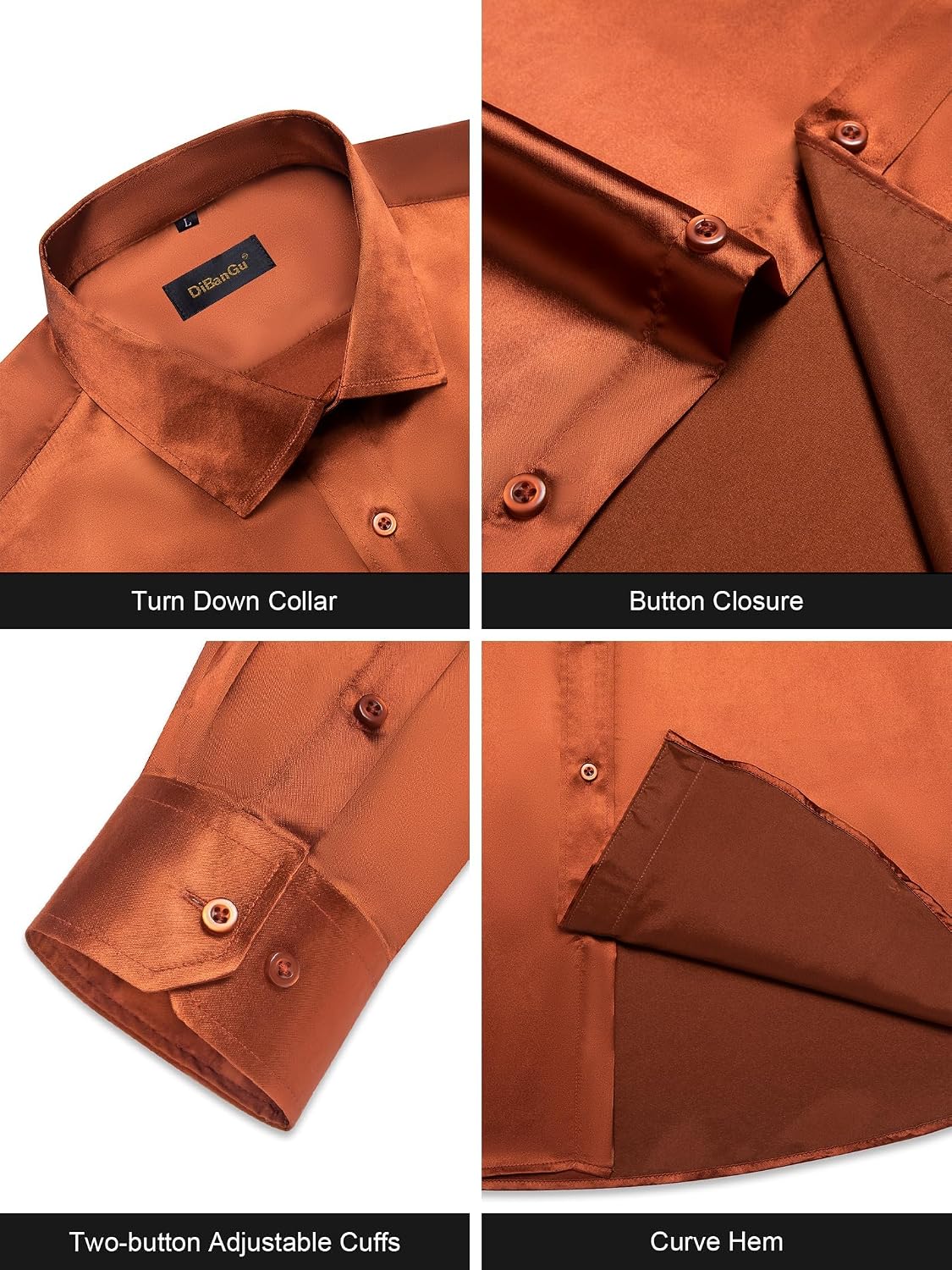 DiBanGu Long Sleeve Button Up Shirts for Men Casual Business Shirt with Pocket Solid Regular Fit Shirts for Formal Wedding