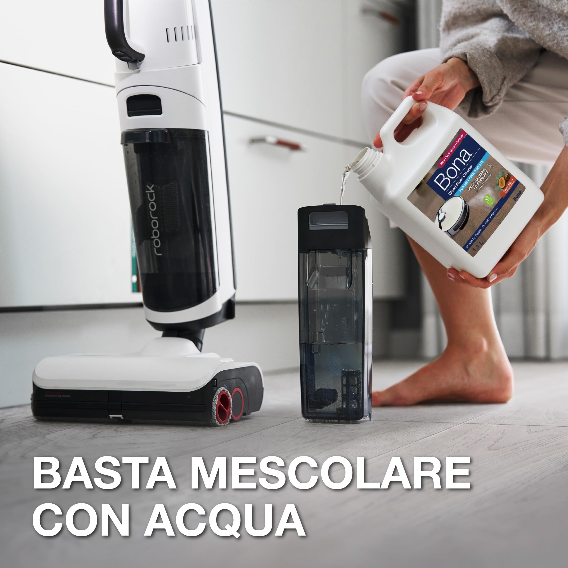 Bona detergente pavimenti legno robot pulitore 1,1 L, aspirapolvere | robot pulitore, robot aspirapolvere, aspirapolvere umido secco, concentrato profumo legno di cedro