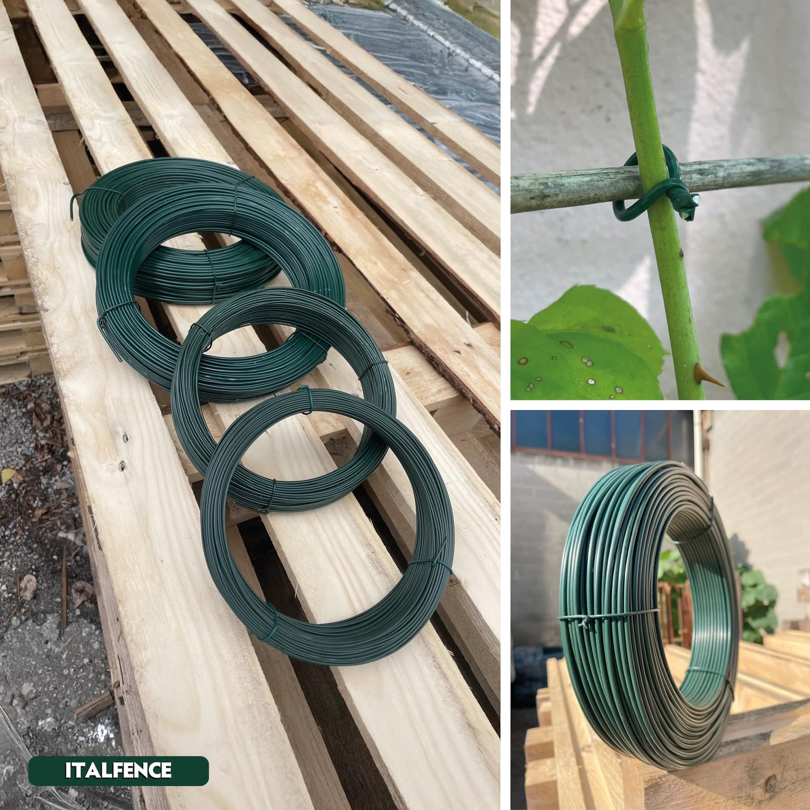 Alambre de hierro plastificado verde para cercados, 100 metros [Ø1,80mm]