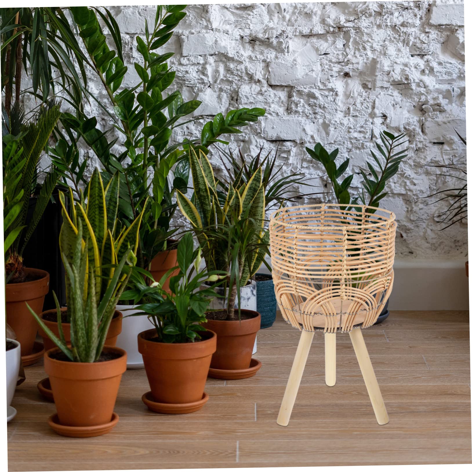 BESTonZON Pot De Fleurs Bambou Panier De Rangement Support De Jardinière pour Maison Pot De Fleurs Bambou Tressé