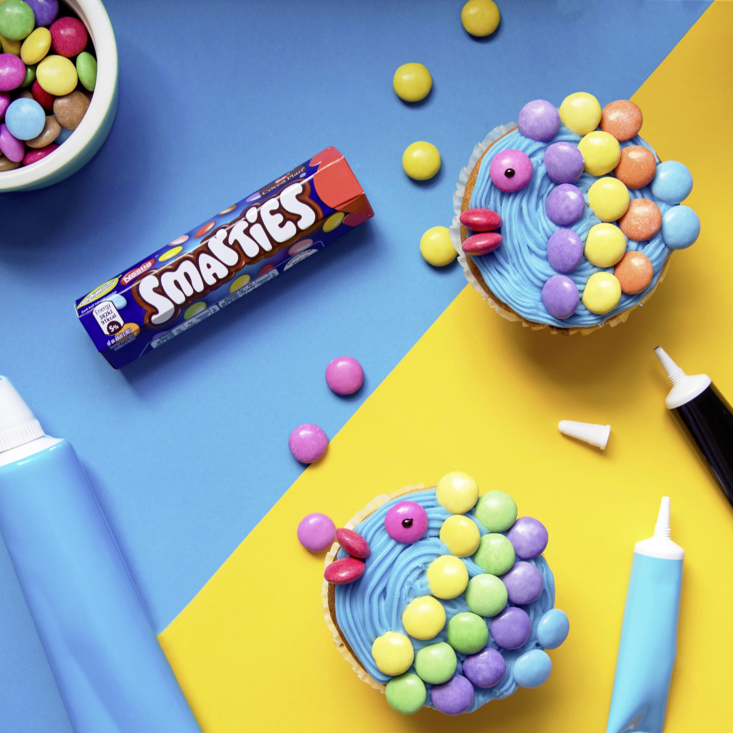 Nestlé SMARTIES Hexagon-Rolle, bunte Schokolinsen aus Milchschokolade mit natürlichen Farben und Aromen, 24er Pack (24 x 38g)