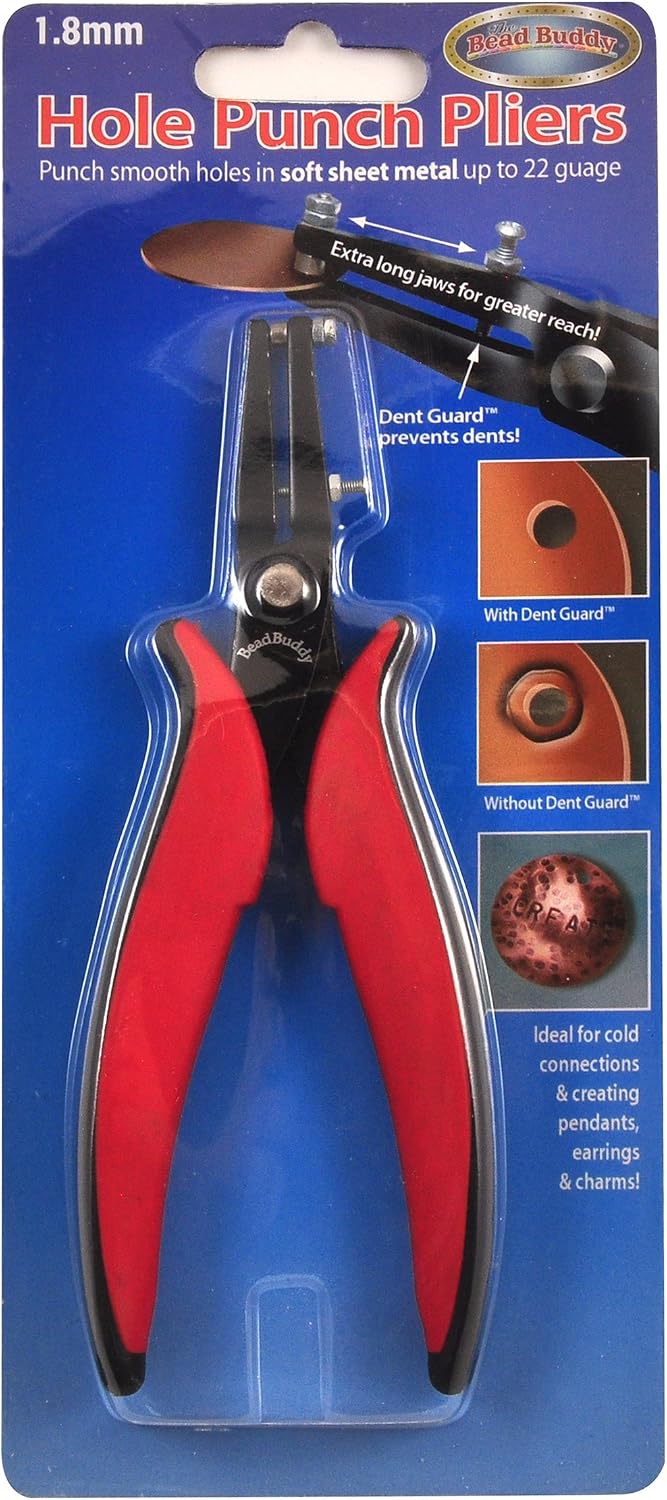 Bead Buddy Hole Punch Pliers with Dent Guard Gauge Guard - Creates professional holes - 1.8mm