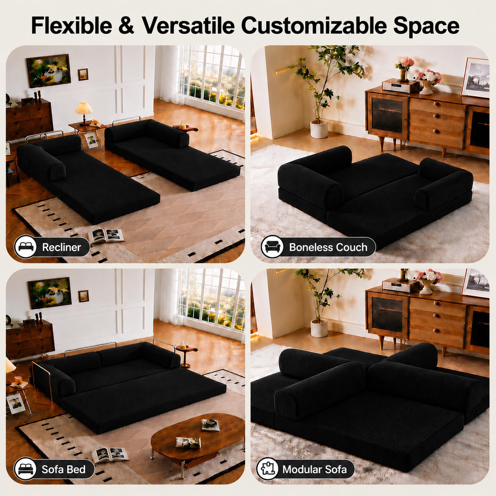 Sectional Loveseat Guide 2026: Picks, Covers, and Fit 3 WHGBJA 79 5 in 1 Convertible Sofa Bed Couch Modular Sectional Loves — product photo