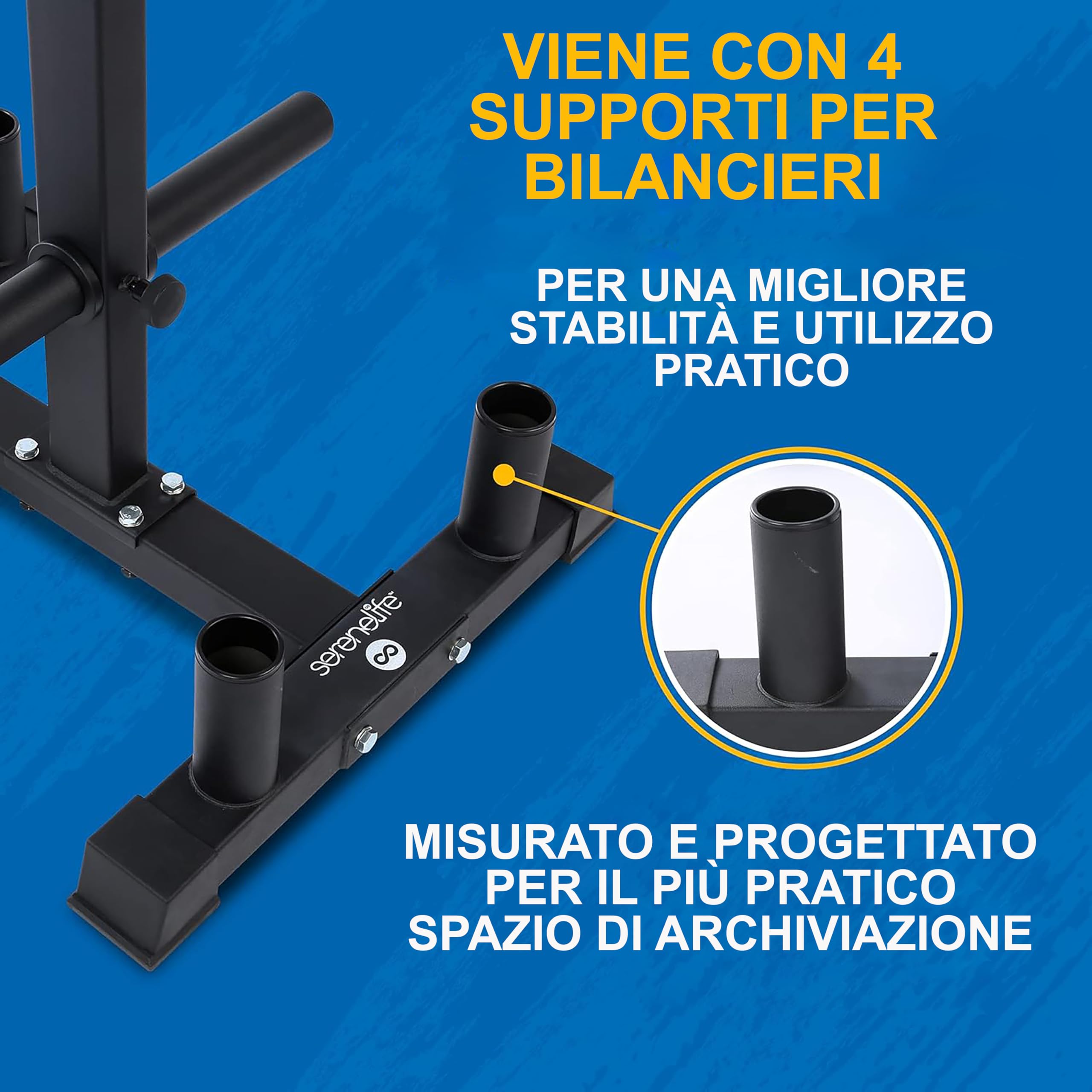 SereneLife Porta Dischi Palestra, Rastrelliera Pesi Capacità di 362,87 kg, Telaio Resistente ai Graffi, Finitura in Polvere, Facile da Montare, Compatto e Salvaspazio