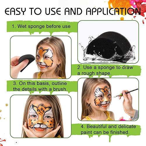 Miniatura 4 de 24 esponjas de media luna para pintura facial, esponjas de alta densidad para pintura facial, esponjas de pintor facial, suministros de pintura