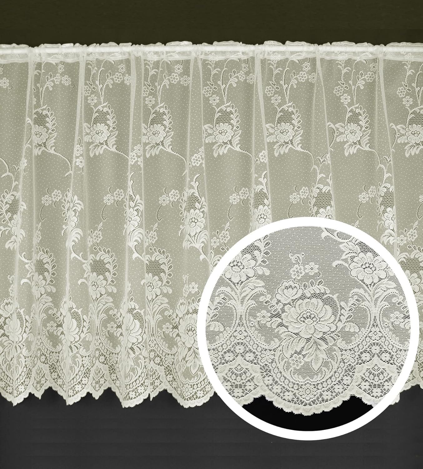 Maple Textiles Luxury Cream Lace Net Curtain sold by the metre for Windows Patio Doors Caravans (54"(1237cm) Drop)