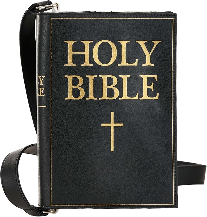 Holy Bible Costume Accessory Purse - Faux Leather with Shoulder Strap and Magnetic Closure