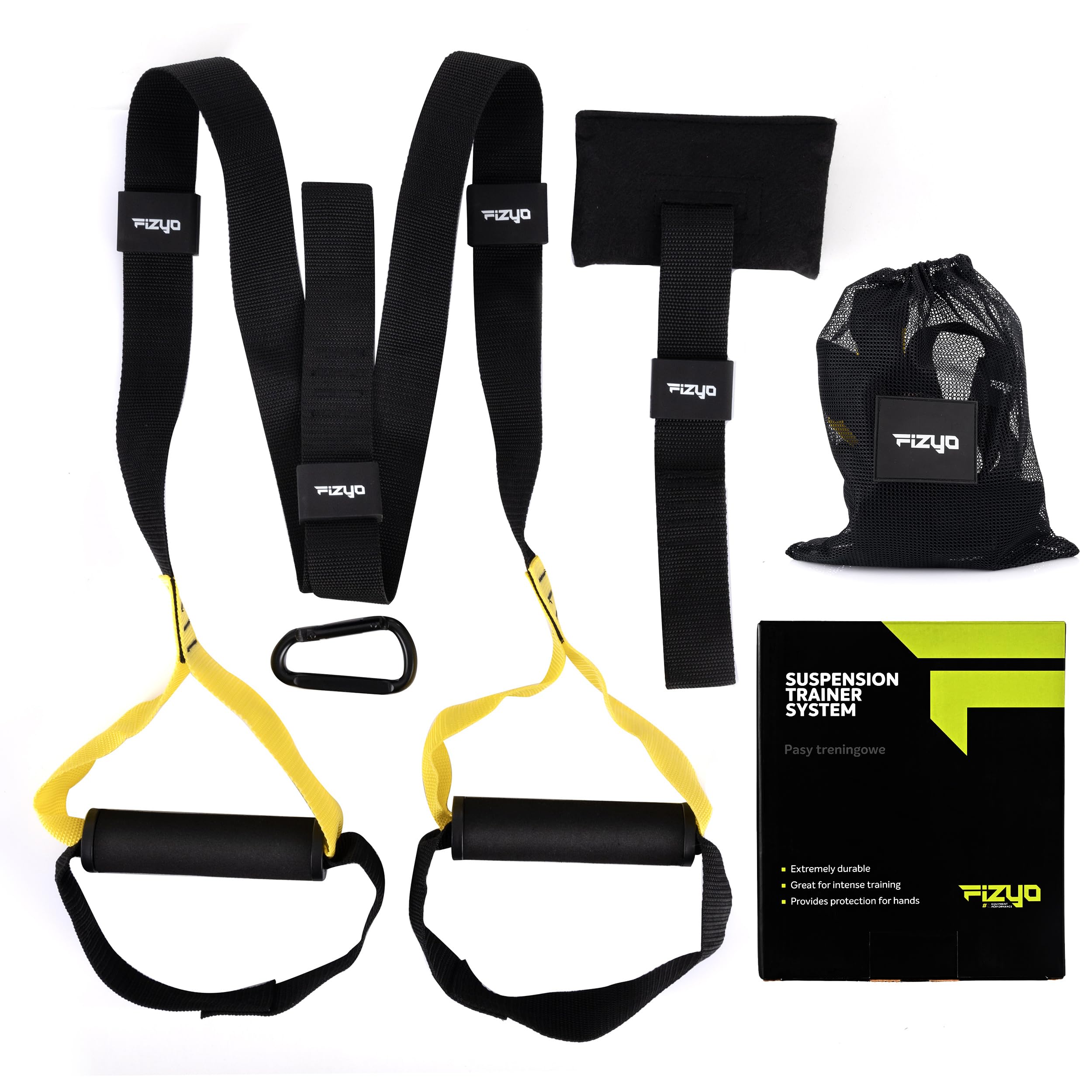 Fizyo TRX Cinghie elastiche per esercizi, allenamento di resistenza per tutto il corpo, set perfetto per donne e uomini, adatti per esercizi a casa e in viaggio, cinture di ancoraggio resistenti per