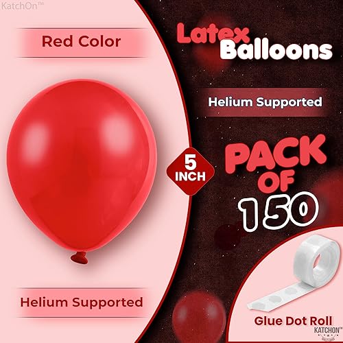 Miniatura 2 de KatchOn, Juego de globos de látex rojos, grande, paquete de 150 | Kit de guirnalda de globos rojos para decoraciones de graduación 2025,