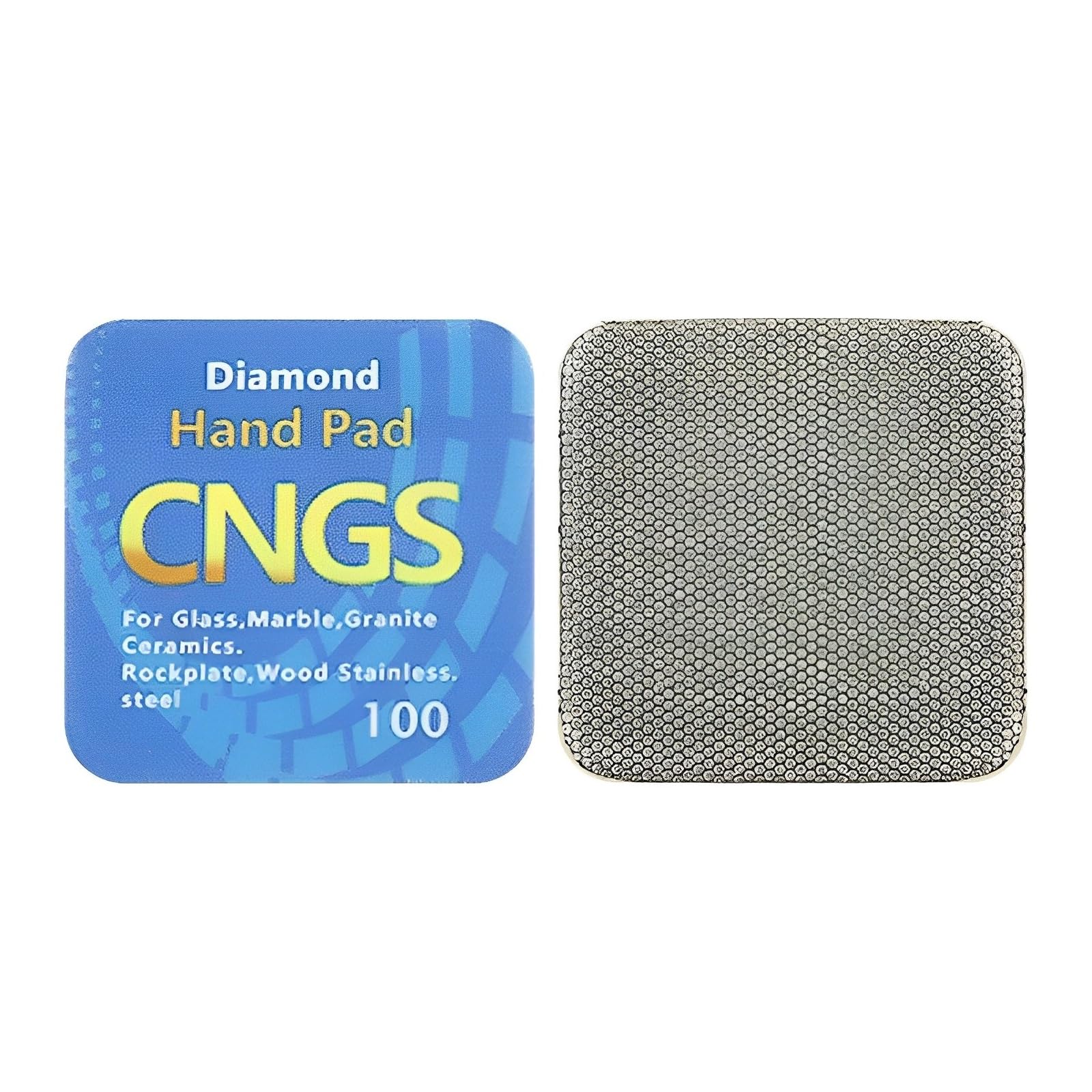MiJunHD Diamond Hand Polishing Pad, 100 Grit 65 mm * 65 mm Sanding Block, Thin Type Flexible Sponge Backing for Grinding Trimming Curved Corners & Irregular Surfaces (2 Pieces)