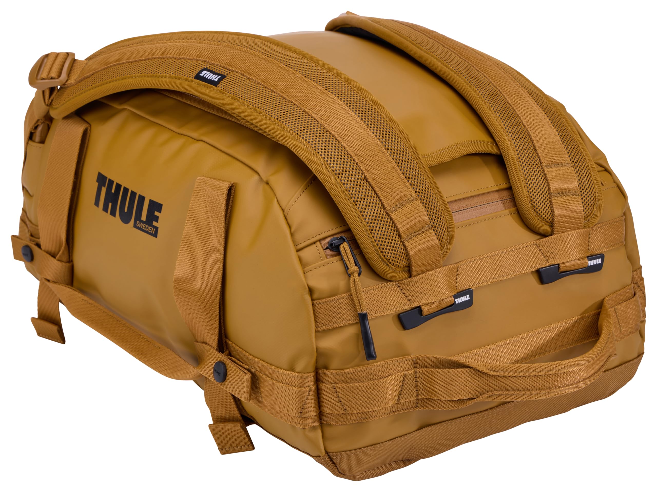 Thule Chasm Torba podróżna duffel 30 l, szeroki otwór ułatwiający pakowanie, plecak, wewnętrzne kieszenie z siatki, wzmocnione dno, z blokadą, materiały, taśmy i siatki z materiału w 100% z recyklingu