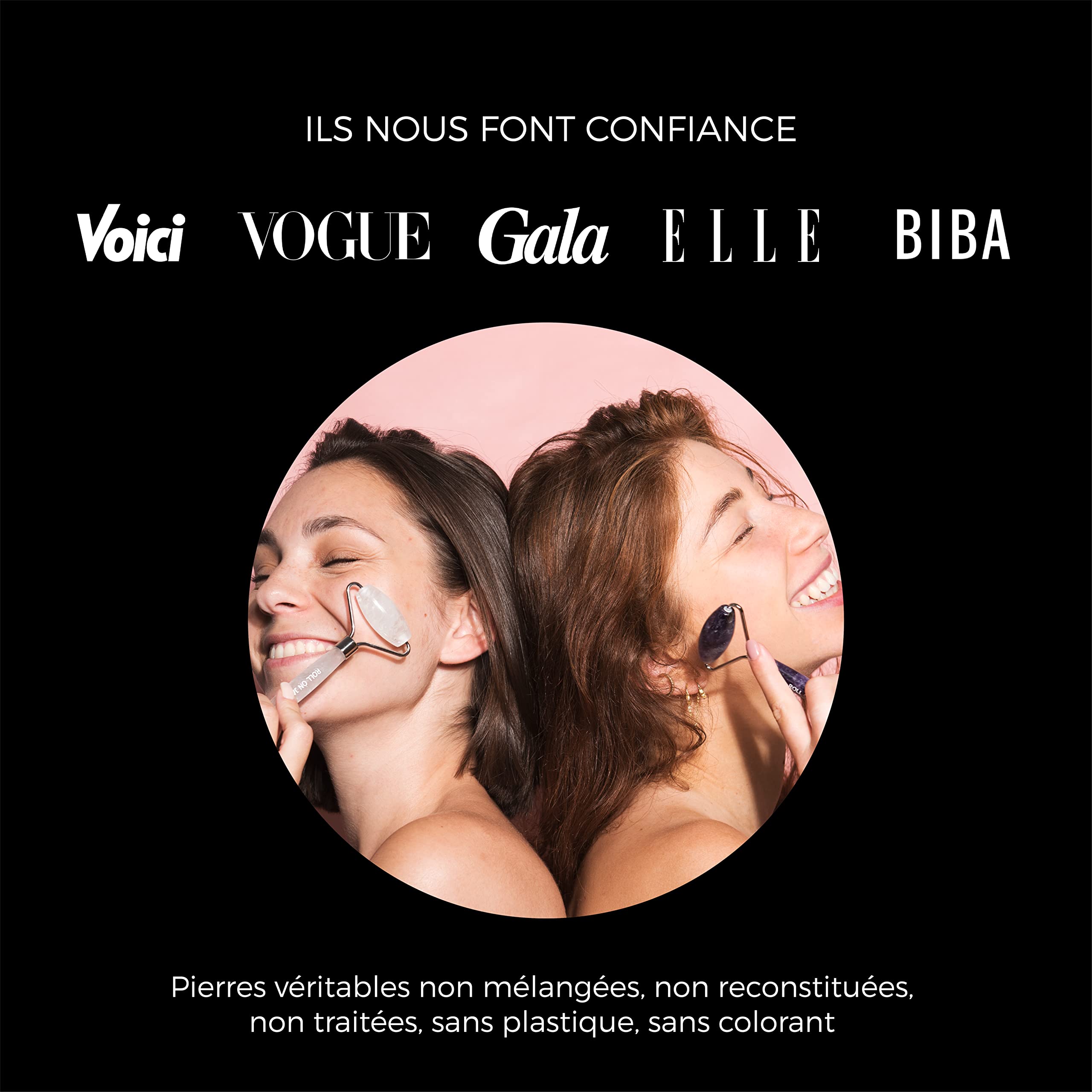 ROLL ON JADE - Gua Sha Ultimate Lift - Nero - Tonifica l'ovale del viso - Aiuta a combattere il rilassamento della pelle - Riattiva la microcircolazione - 100% pietre naturali di origine etnica