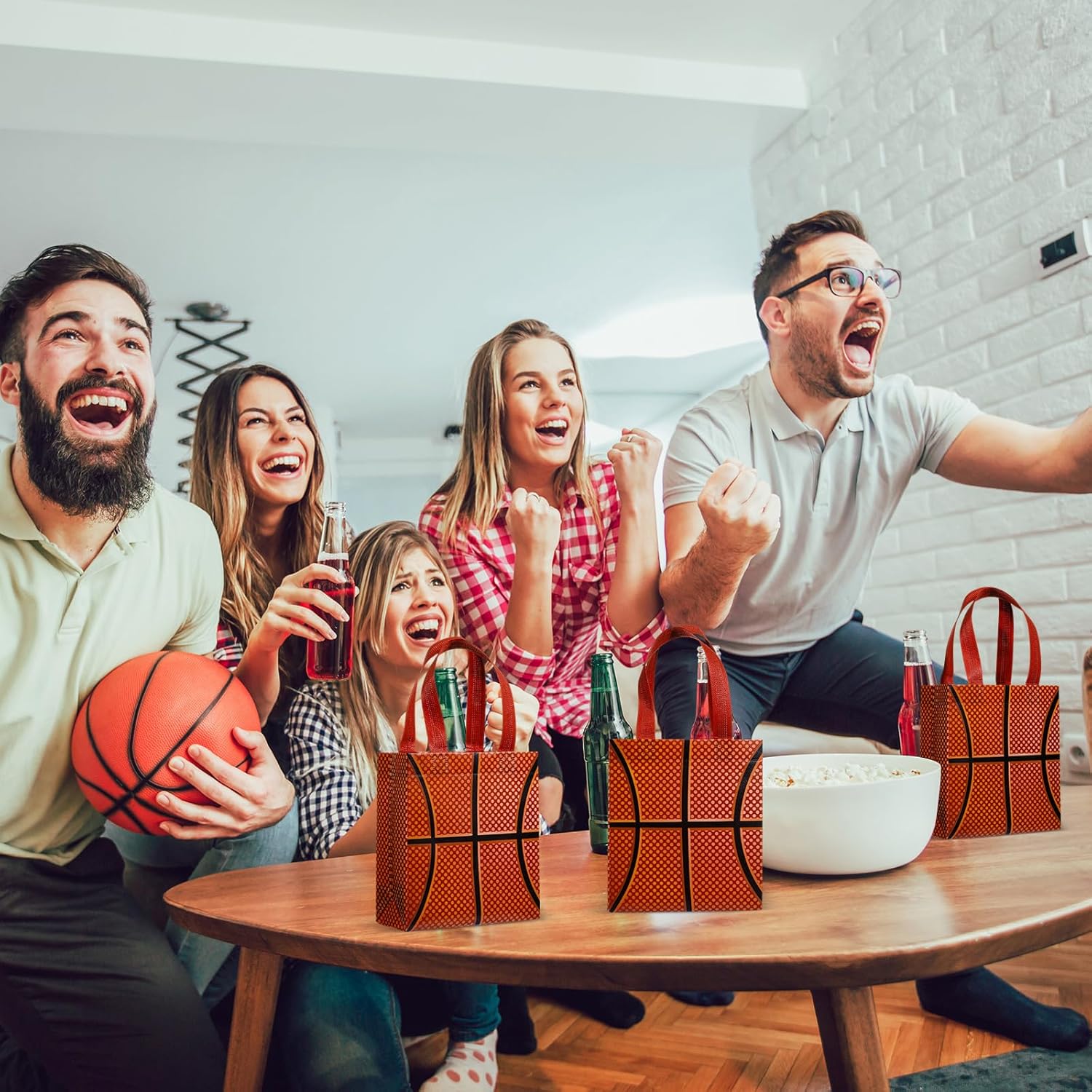 Huhumy 24 Pcs Basketball Party Favor Bags Treat Goodie Snack Gift Bags with Handles for Sports Team Gift Birthday Party Supplies - Image 3