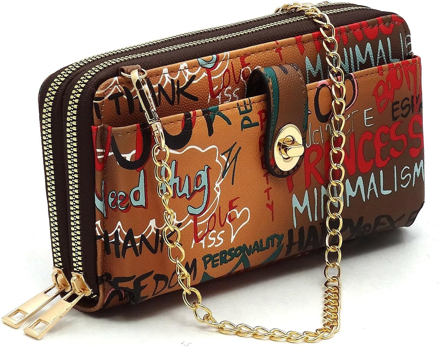 Multicolor Graffiti Printed Cell Phone Purse Wallet Smartphone Crossbody Wallet Travel Multifunction Phone Case Wristlet