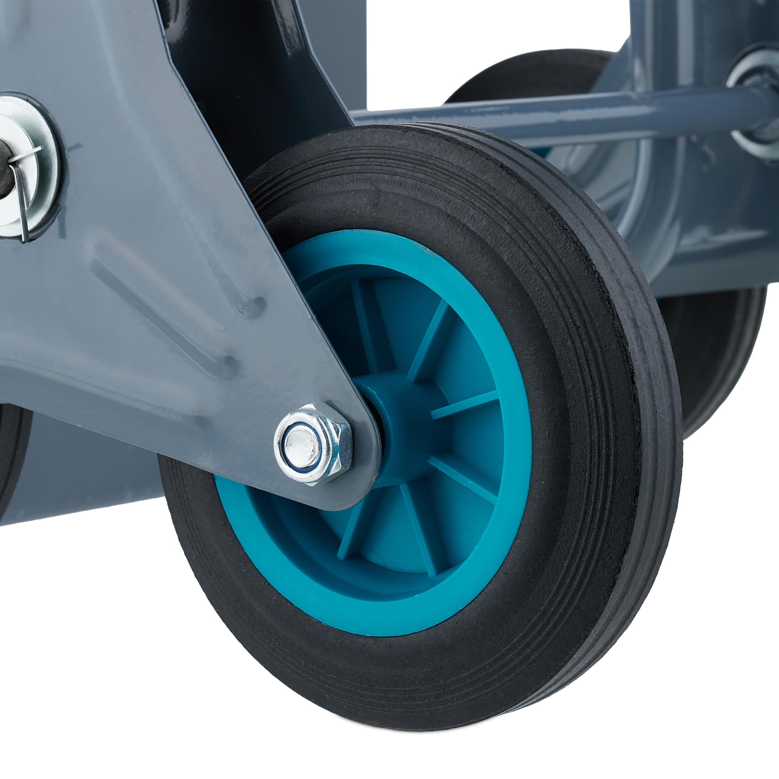 Relaxdays Carretilla Sube Escaleras, Carro Transporte Plataforma Plegable, hasta 200 kg, Altura Regulable, Gris/Azul