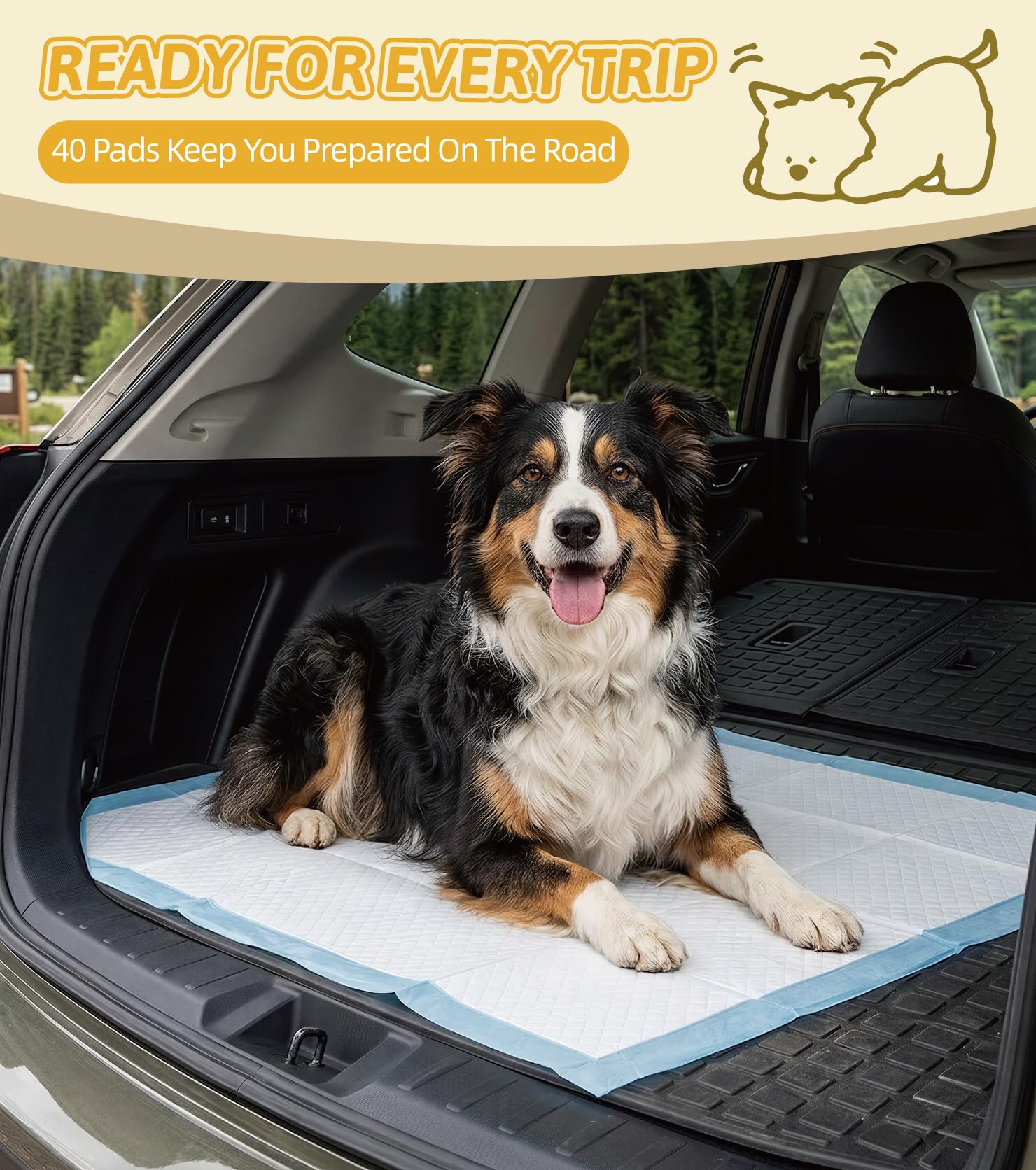 GWT - Almohadillas de entrenamiento para orina de perro, secado rápido y diseño de 5 capas a prueba de fugas, azul y blanco (40 unidades, extra grandes, 28 x 34 pulgadas)