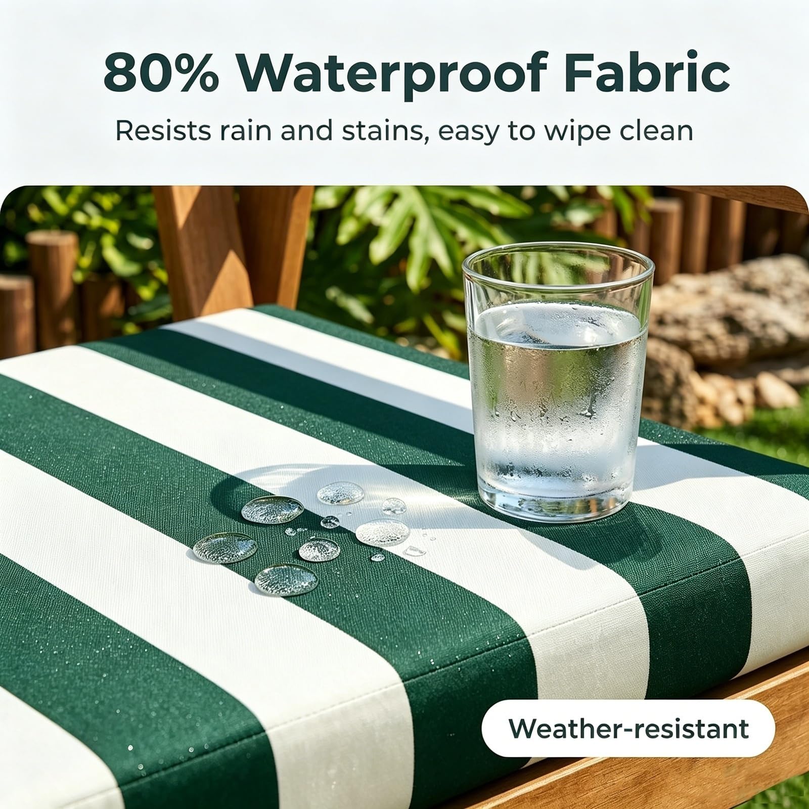 Sitzkissen Bank Wasserdicht 80% rutschfest Gartenbank Polster Außen | Gepolstertes Bankkissen Mit Rutschfester Unterseite, Wasserdichtes für Garten(Gelb Weiß,180x40 cm 71x16 in)