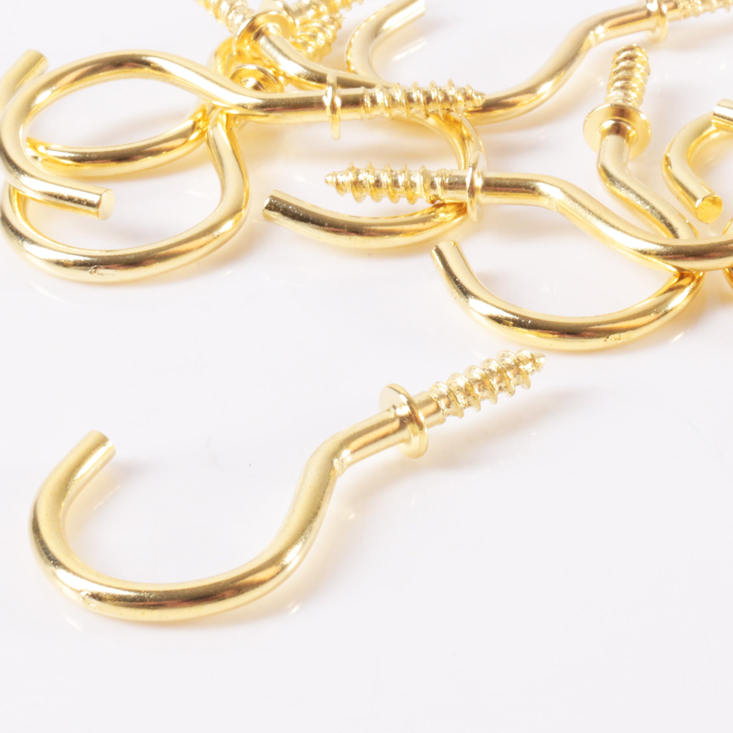 White Hinge White 100X Heavy Duty Polished Brass Cup Hooks 32Mm