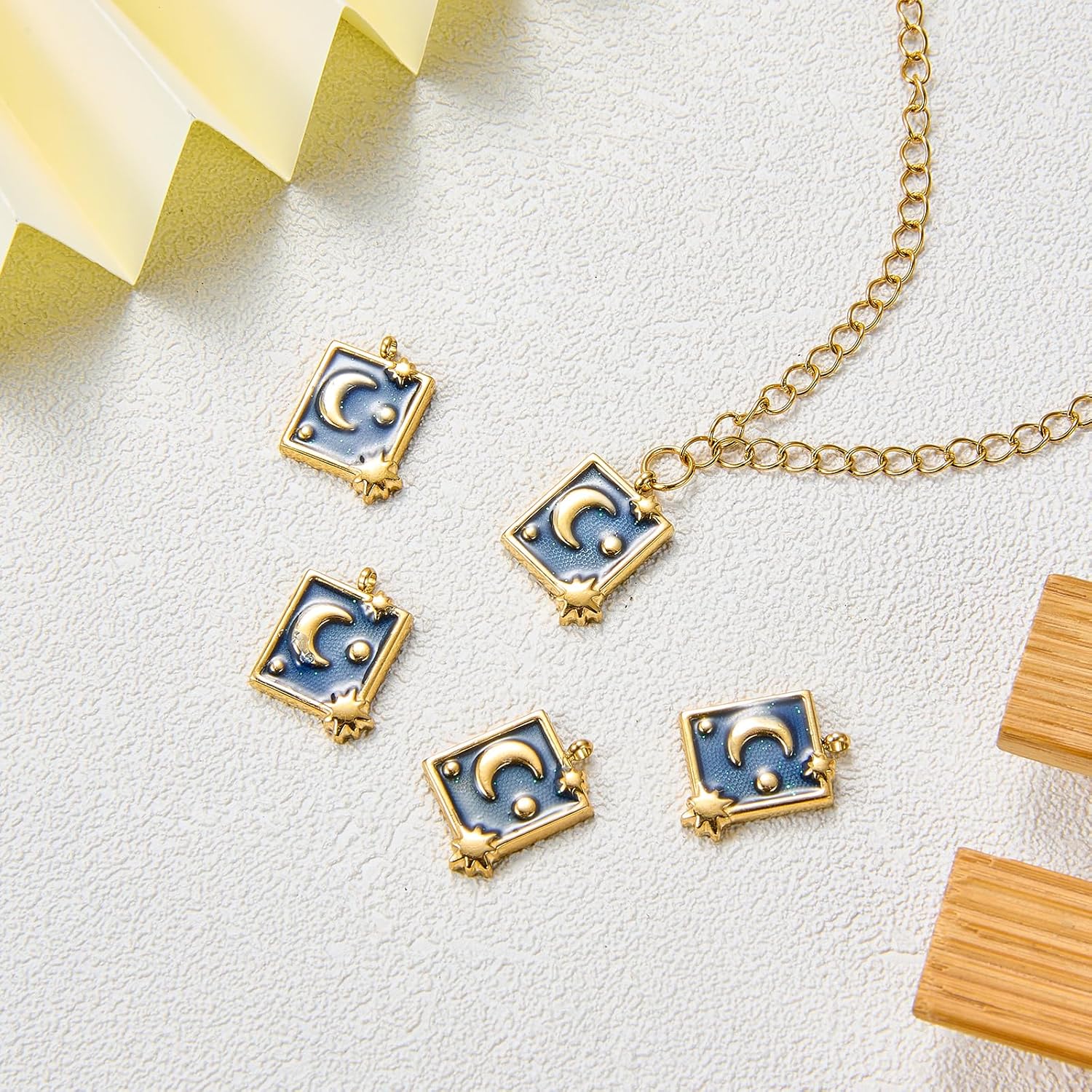 Gold Plated Metal Charms for Jewelry Making Cute Blue Enamel Bracelet Charms Pendants for Necklaces DIY Crafts Keychain Gift Supplies - Image 6