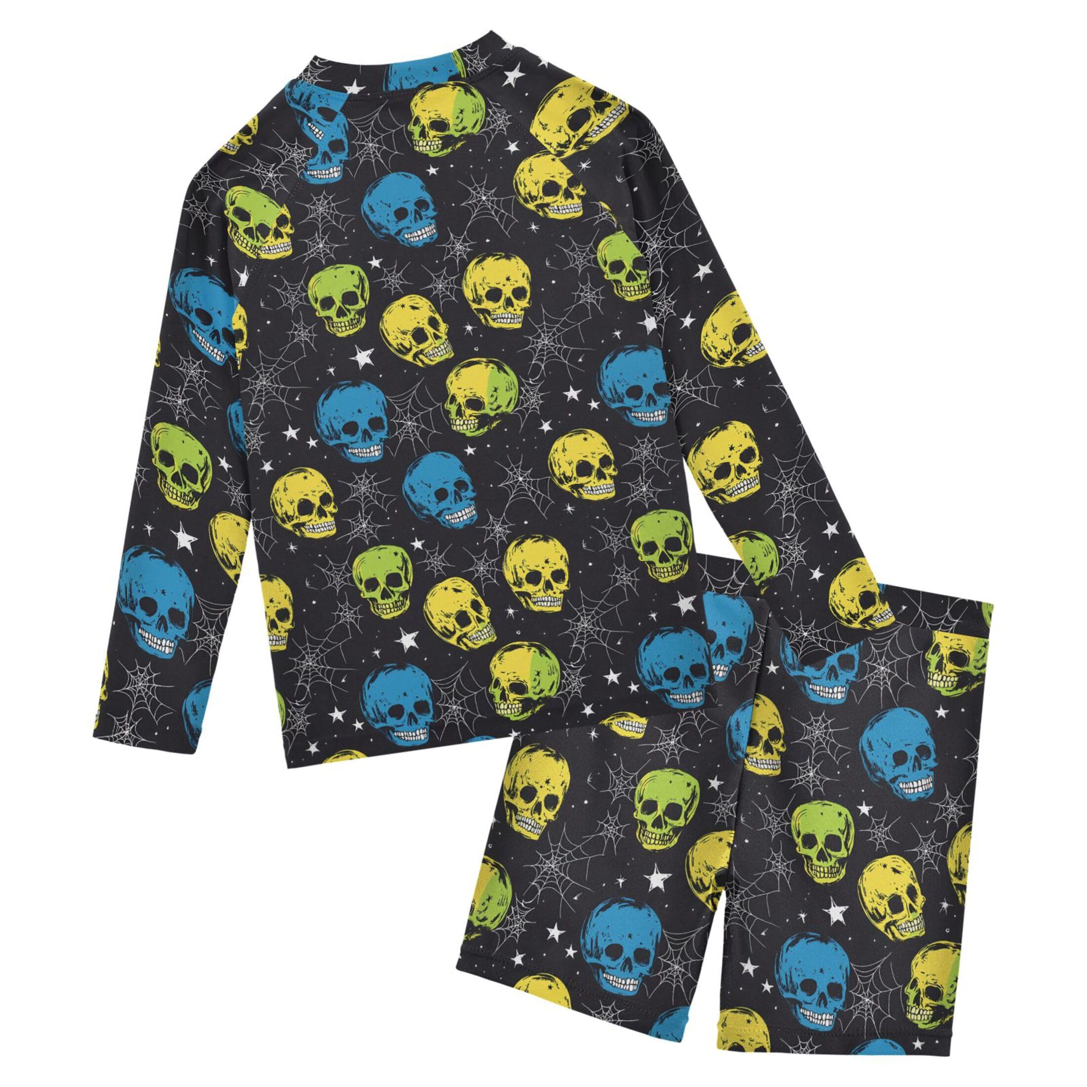 Skull Baby Boys' Toddler Long Sleeved Rashguard Swim Bathing Suit Set B0404356